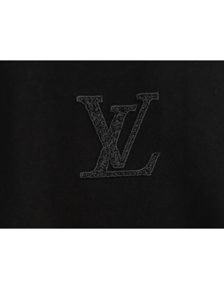 Louis Vuitton dark pattern large logo embroidered short sleeve T-shirt TSK1,Louis Vuitton