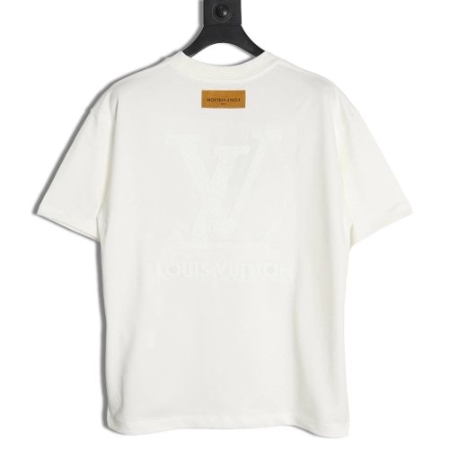 Louis Vuitton dark pattern large logo embroidered short sleeve T-shirt,Louis Vuitton