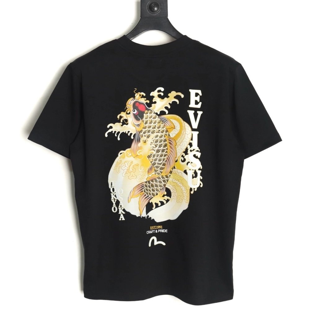 Evisu back carp print short sleeves,Evisu