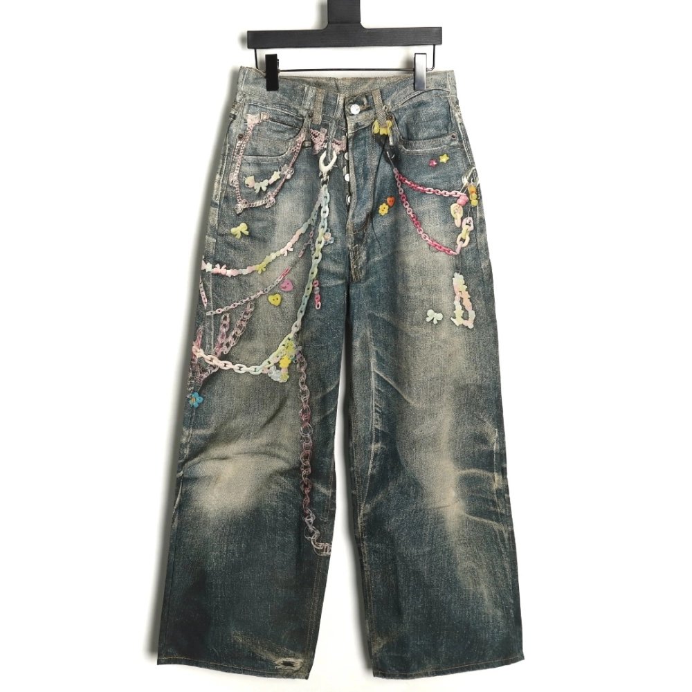 Acne Studios 1981M candy chain print denim trousers,Acne Studios