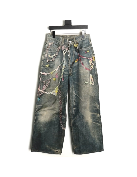 Acne Studios 1981M candy chain print denim trousers,Acne Studios