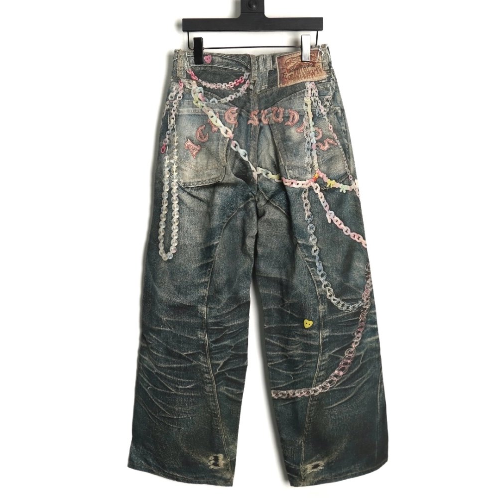 Acne Studios 1981M candy chain print denim trousers,Acne Studios