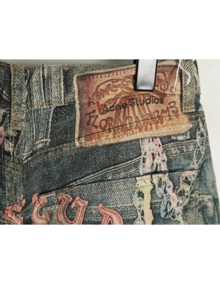 Acne Studios 1981M candy chain print denim trousers,Acne Studios