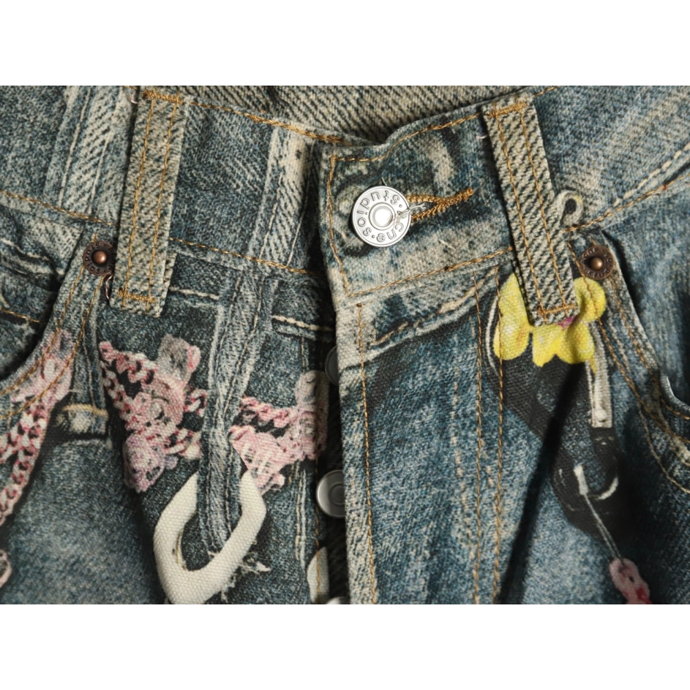 Acne Studios 1981M candy chain print denim trousers,Acne Studios