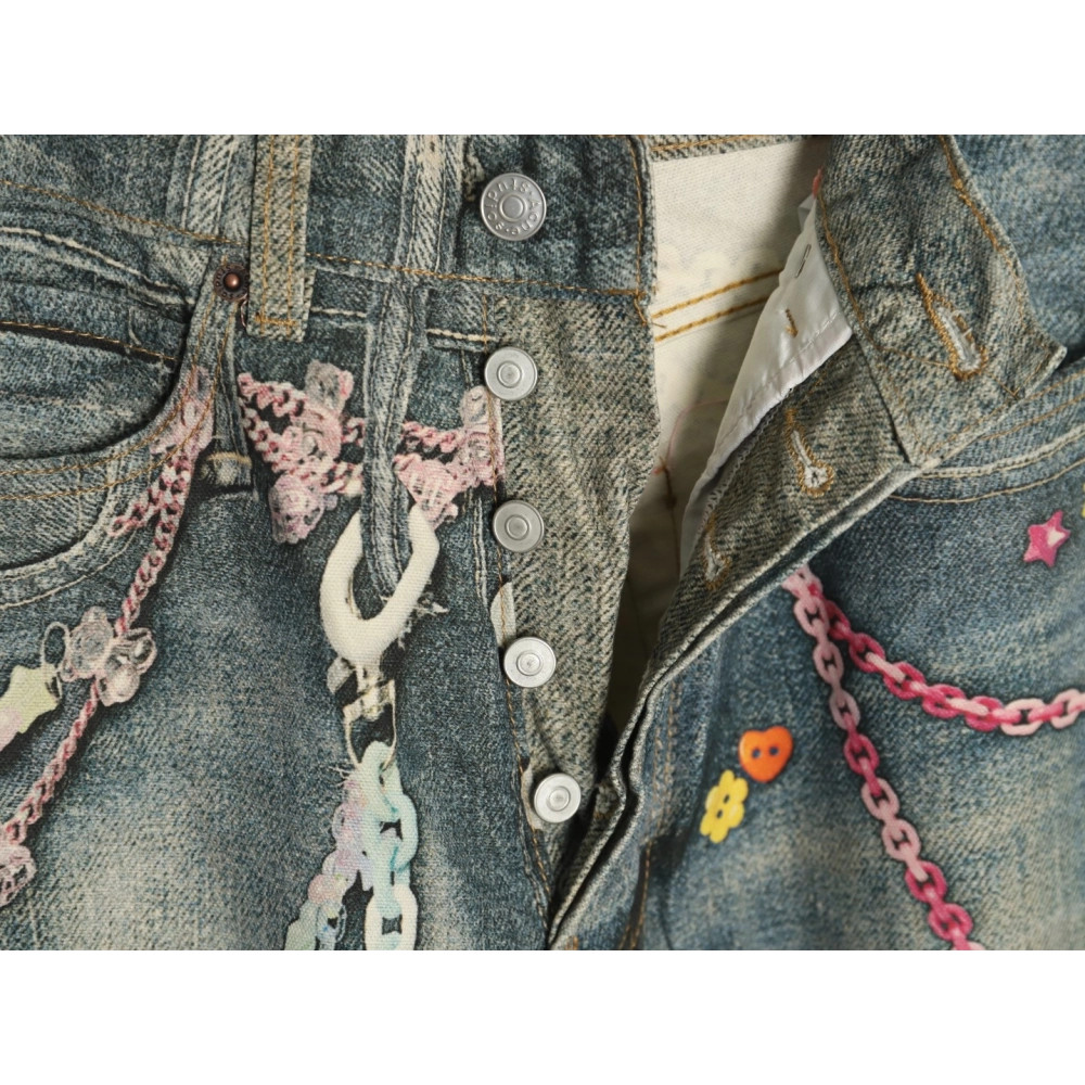 Acne Studios 1981M candy chain print denim trousers,Acne Studios