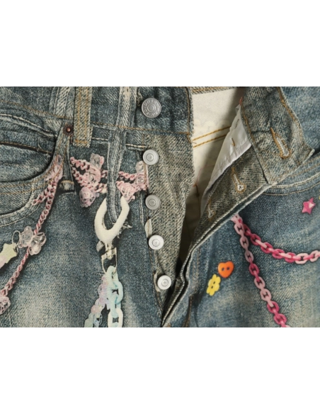 Acne Studios 1981M candy chain print denim trousers,Acne Studios