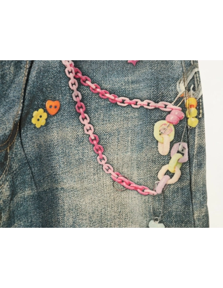 Acne Studios 1981M candy chain print denim trousers,Acne Studios