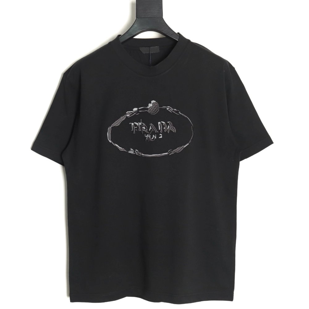 Prada hand-painted badge 3D embroidery short sleeves TSK1,Prada