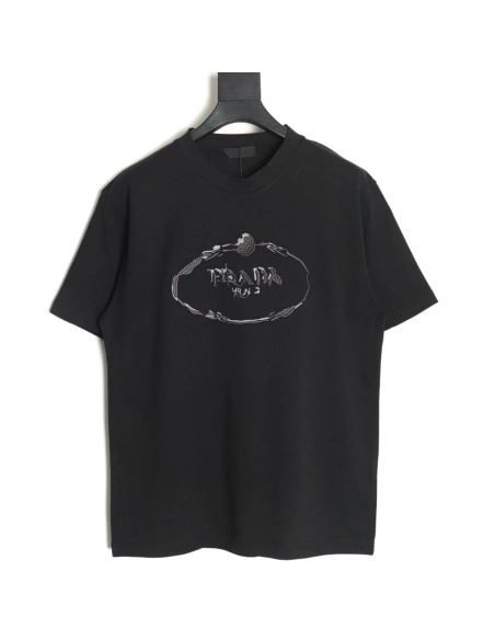 Prada hand-painted badge 3D embroidery short sleeves TSK1,Prada