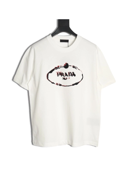 Prada hand-painted badge 3D embroidery short sleeves,Prada