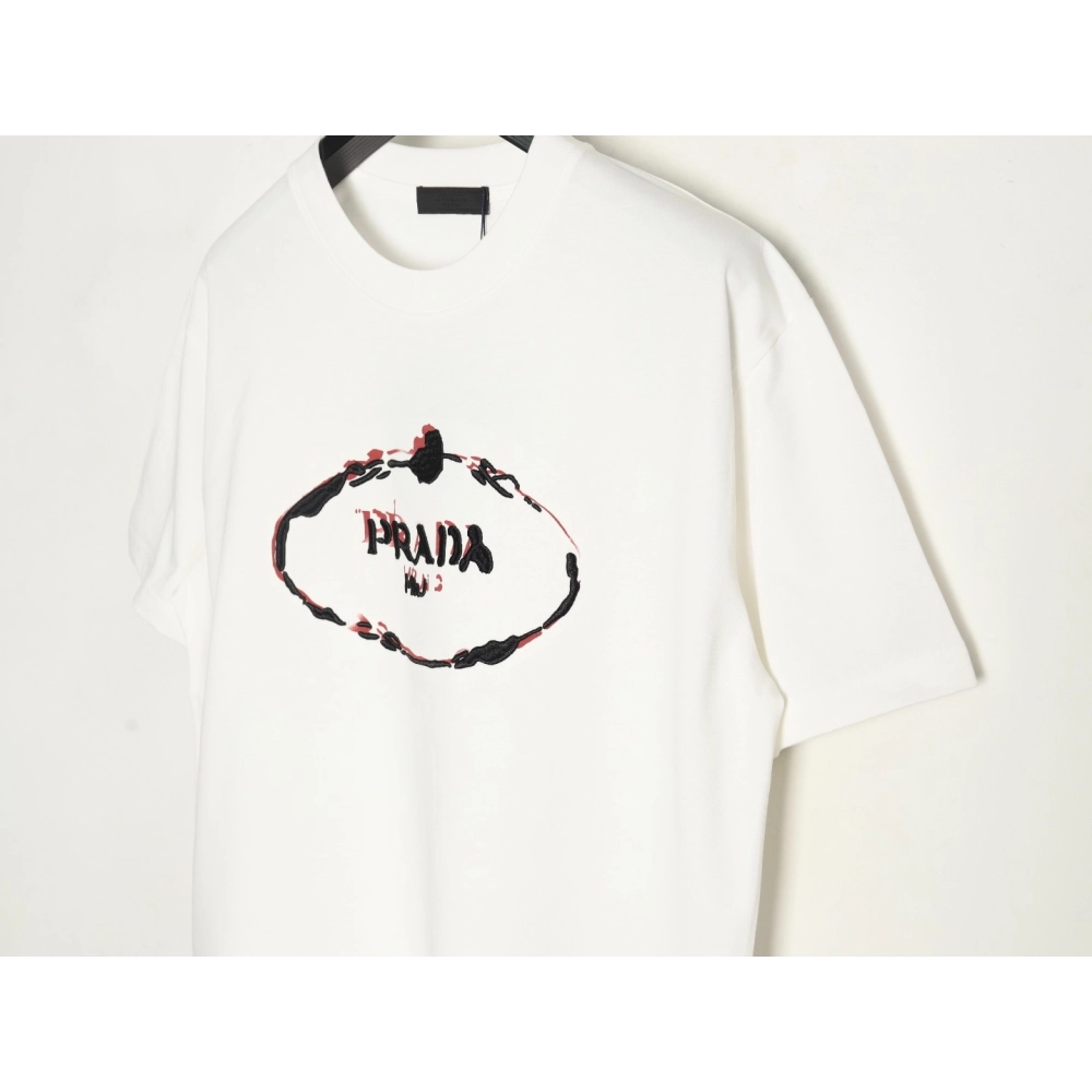 Prada hand-painted badge 3D embroidery short sleeves,Prada
