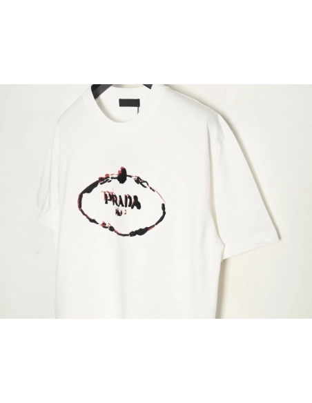 Prada hand-painted badge 3D embroidery short sleeves,Prada