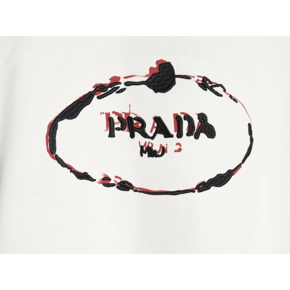 Prada hand-painted badge 3D embroidery short sleeves,Prada