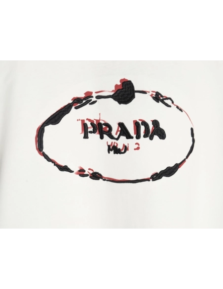 Prada hand-painted badge 3D embroidery short sleeves,Prada