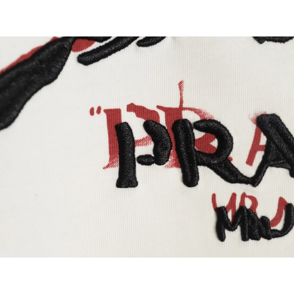 Prada hand-painted badge 3D embroidery short sleeves,Prada