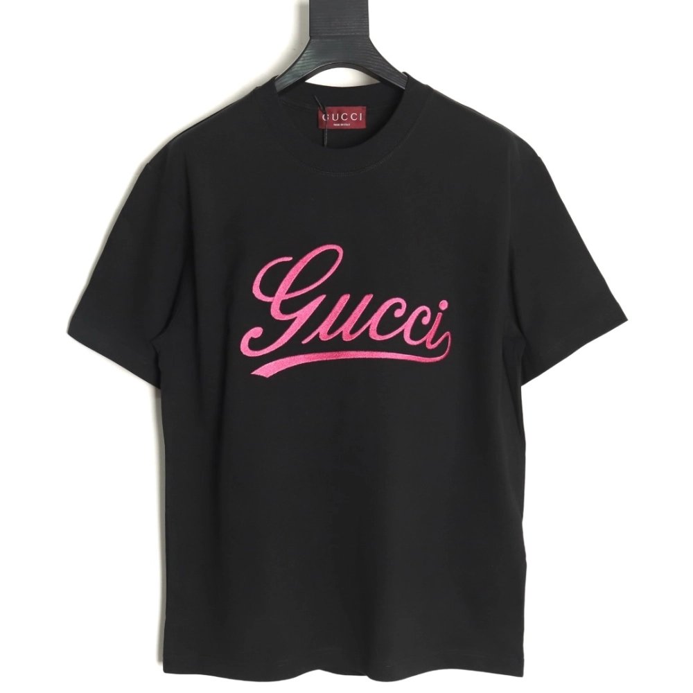 Gucci cursive logo embroidered short sleeves TSK1,Gucci