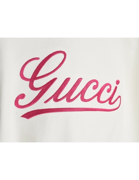 Gucci cursive logo embroidered short sleeves,Gucci