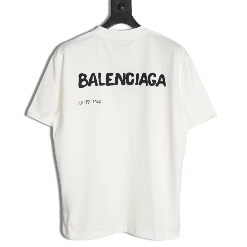 Balenciaga Hand-painted graffiti print washed short-sleeves,Balenciaga