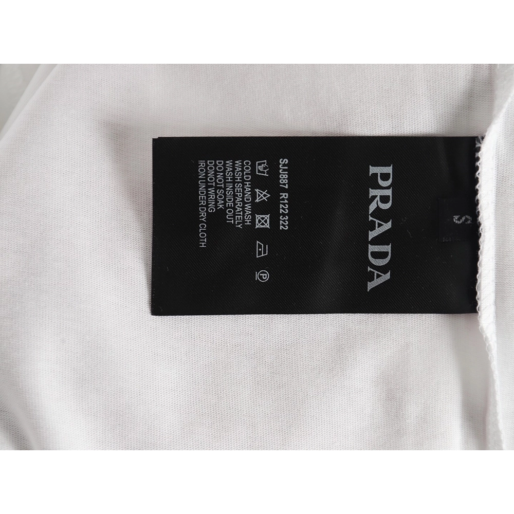 Prada Overlapping Embroidered Triangle Logo Short Sleeve,Prada