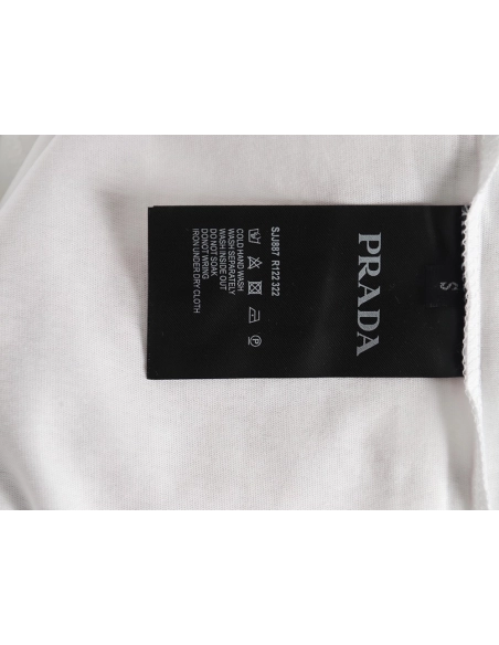 Prada Overlapping Embroidered Triangle Logo Short Sleeve,Prada