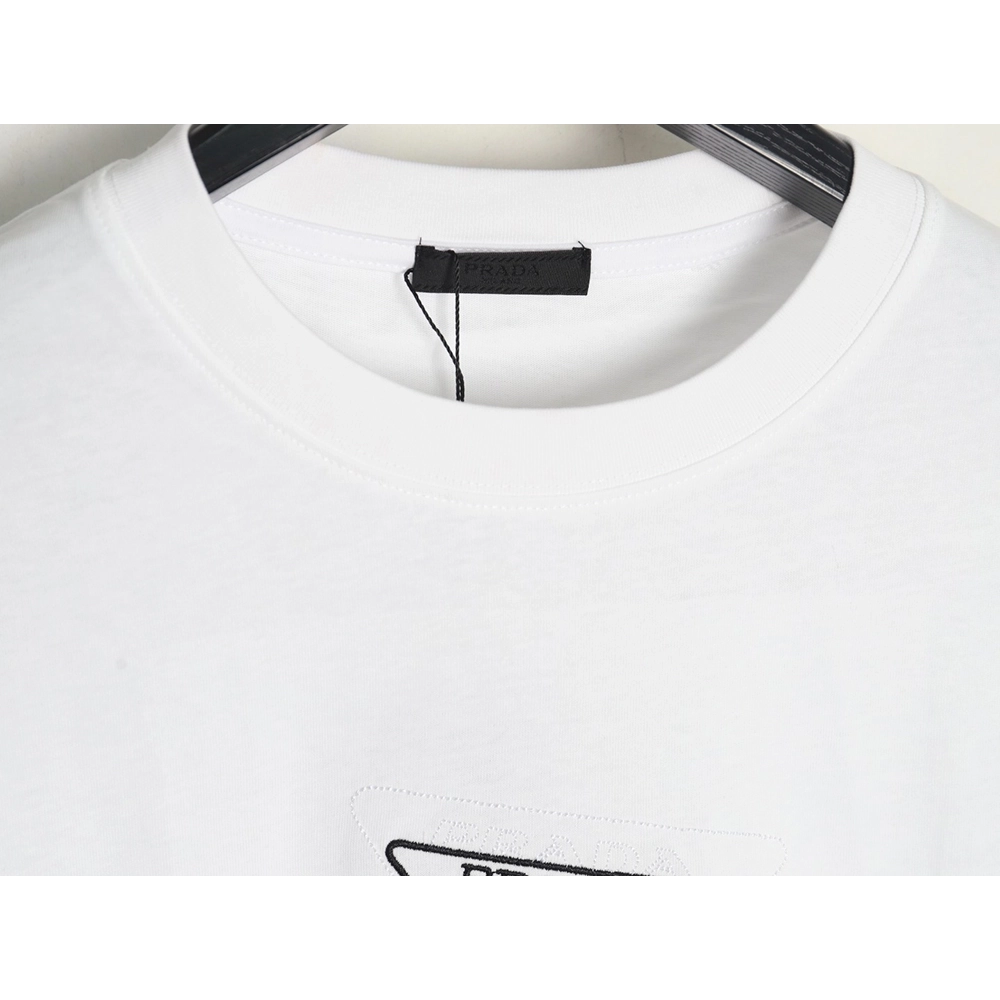 Prada Overlapping Embroidered Triangle Logo Short Sleeve,Prada