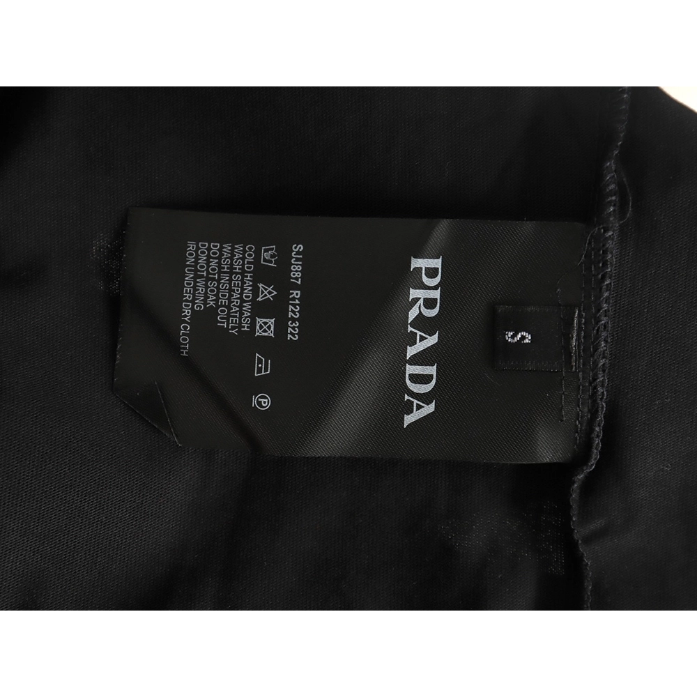 Prada Overlapping Embroidered Triangle Logo Short Sleeve TSK1,Prada