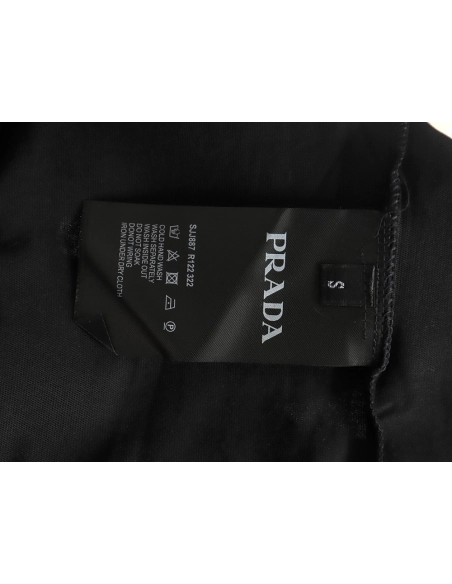 Prada Overlapping Embroidered Triangle Logo Short Sleeve TSK1,Prada