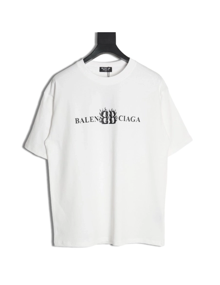 Balenciaga Flame Double B Letter Print Short Sleeve,Balenciaga