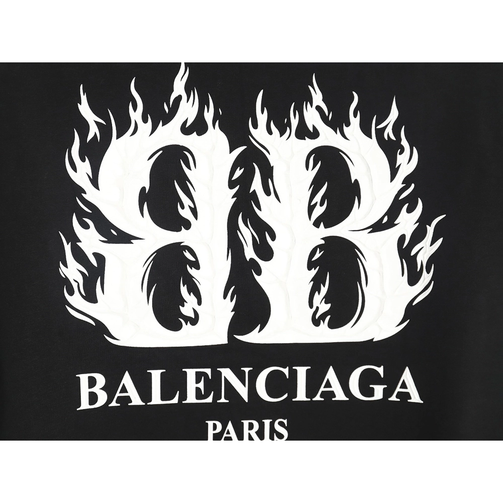 Balenciaga Flame Double B Letter Print Short Sleeve TSK1,Balenciaga