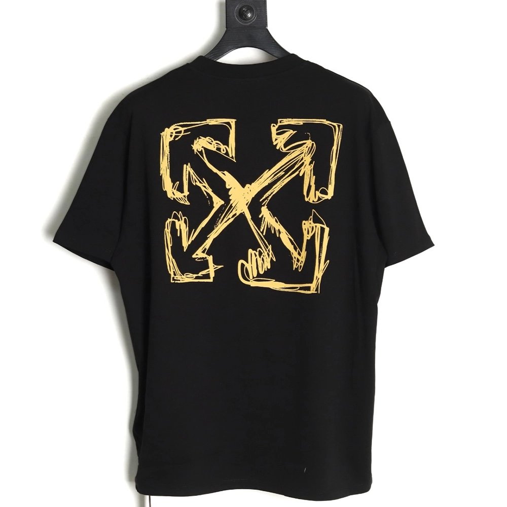 Off White Gold Painted Arrow Short Sleeves,Off White