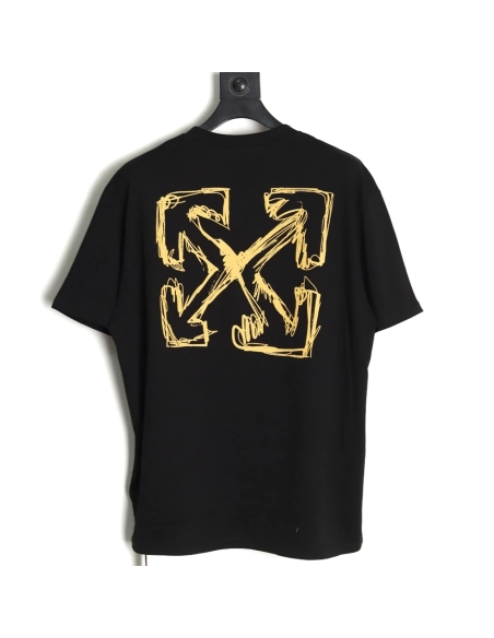 Off White Gold Painted Arrow Short Sleeves,Off White