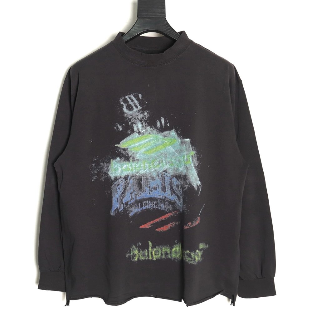 Balenciaga ripped long sleeves with blurred pattern TSK1,Balenciaga