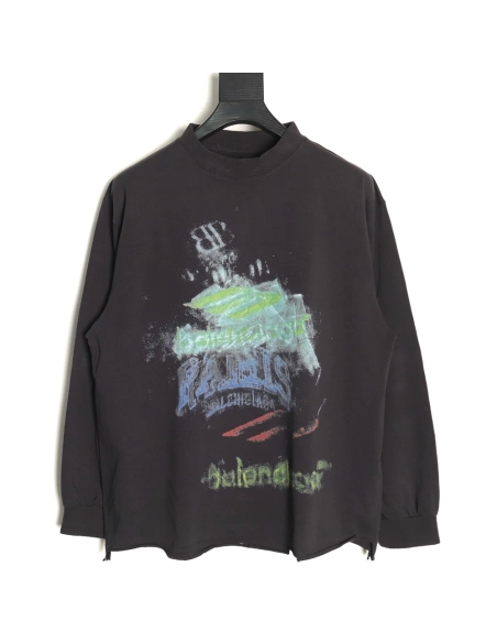 Balenciaga ripped long sleeves with blurred pattern TSK1,Balenciaga