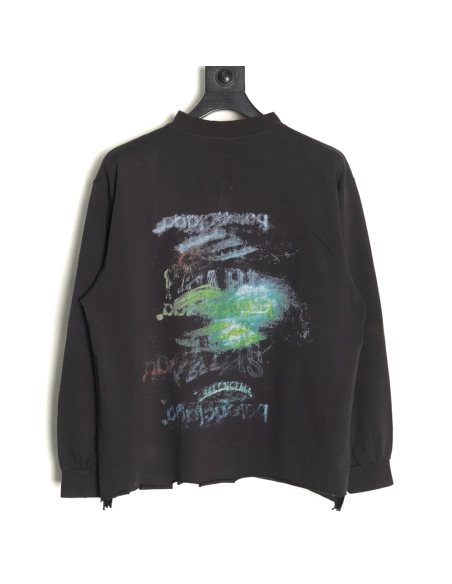 Balenciaga ripped long sleeves with blurred pattern TSK1,Balenciaga