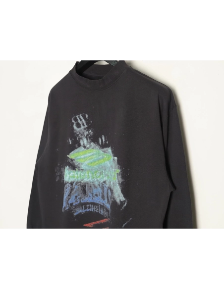 Balenciaga ripped long sleeves with blurred pattern TSK1,Balenciaga