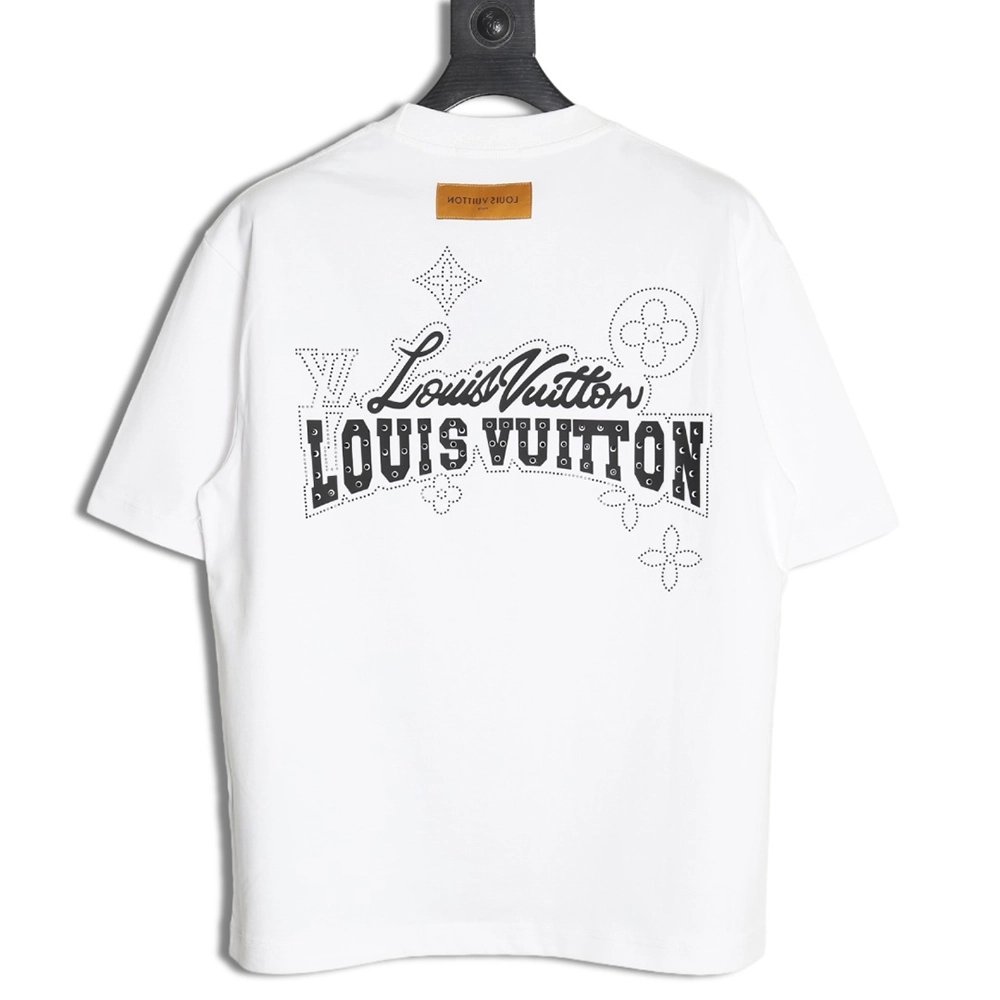 Louis Vuitton Laminating Lettering Hot Diamond Short Sleeves,Louis Vuitton