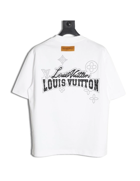 Louis Vuitton Laminating Lettering Hot Diamond Short Sleeves,Louis Vuitton