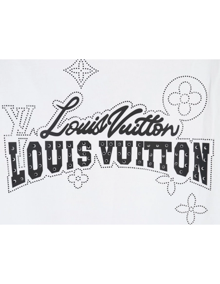 Louis Vuitton Laminating Lettering Hot Diamond Short Sleeves,Louis Vuitton