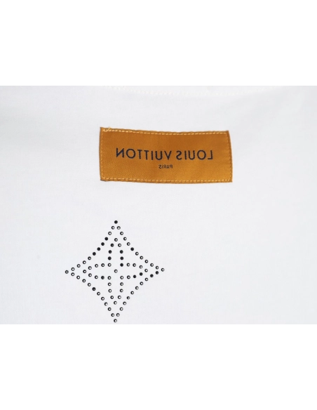 Louis Vuitton Laminating Lettering Hot Diamond Short Sleeves,Louis Vuitton