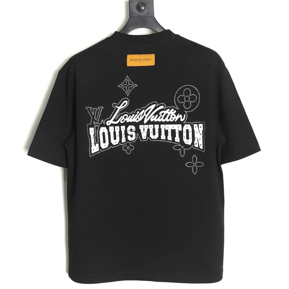 Louis Vuitton Laminating Lettering Hot Diamond Short Sleeves TSK1,Louis Vuitton