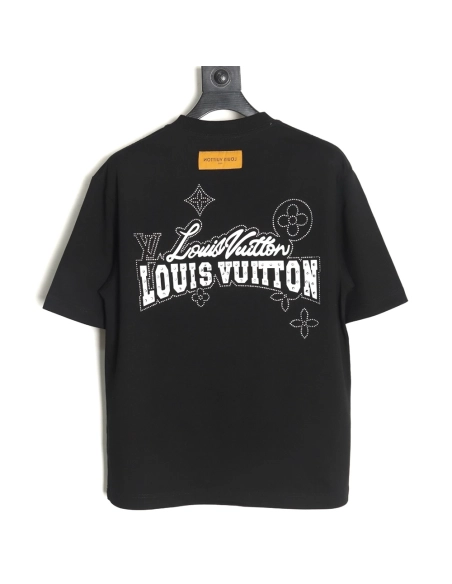 Louis Vuitton Laminating Lettering Hot Diamond Short Sleeves TSK1,Louis Vuitton