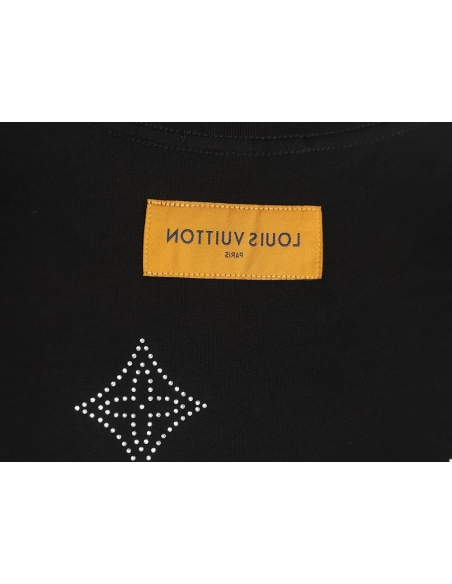 Louis Vuitton Laminating Lettering Hot Diamond Short Sleeves TSK1,Louis Vuitton