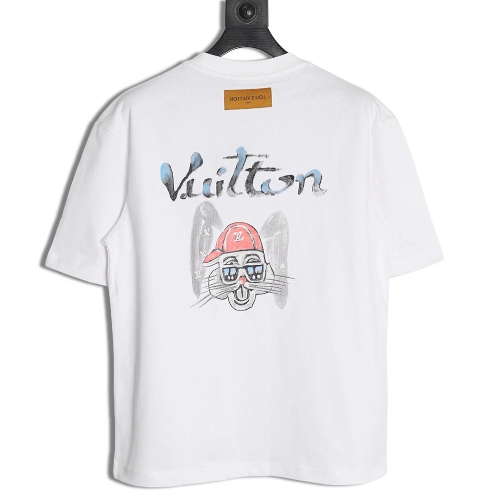 Louis Vuitton hand-painted graffiti rabbit head print short-sleeve,Louis Vuitton
