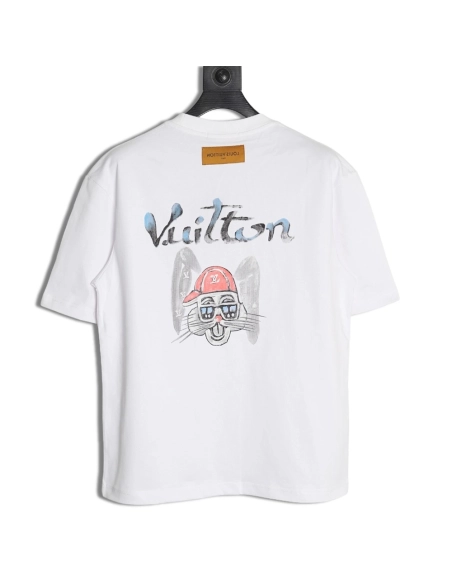Louis Vuitton hand-painted graffiti rabbit head print short-sleeve,Louis Vuitton