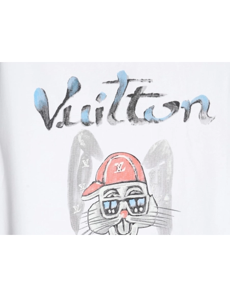 Louis Vuitton hand-painted graffiti rabbit head print short-sleeve,Louis Vuitton