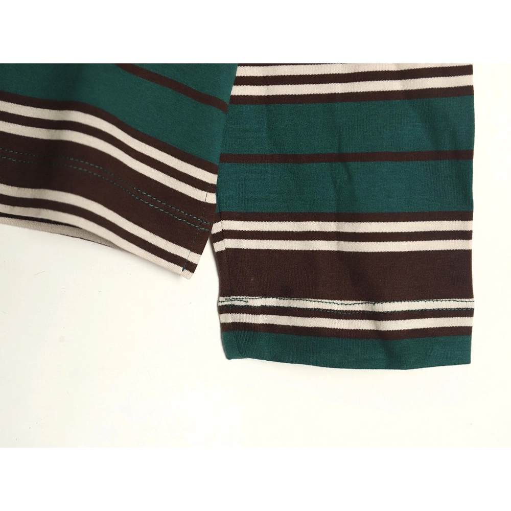 Prada Green Striped Long Sleeve Polo Shirt,Prada