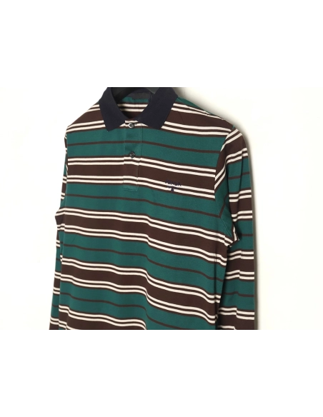 Prada Green Striped Long Sleeve Polo Shirt,Prada