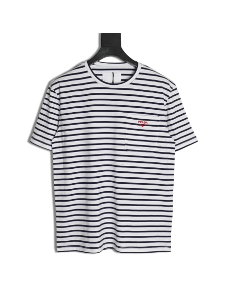 Prada Striped Pocket Short Sleeve T-Shirt,Prada