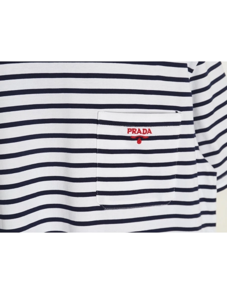 Prada Striped Pocket Short Sleeve T-Shirt,Prada