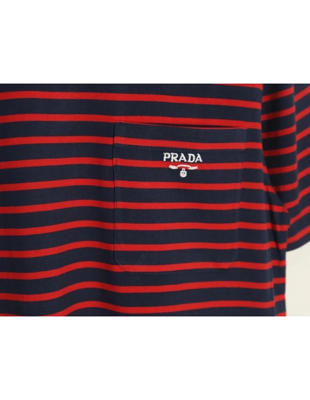 Prada Striped Pocket Short Sleeve T-Shirt TSK1,Prada